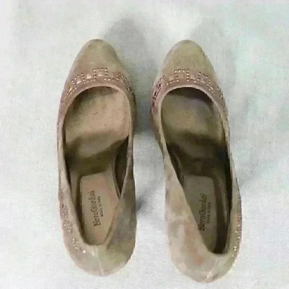 Nero Giardini Suede Pump Womens 36 EU 5 US 3.5" Stacked Heel Italy Y2K - Picture 7 of 13